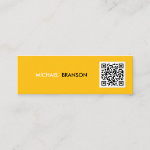 Beruflicher, moderner gelber, minimaler QR-CODE Mini Visitenkarte