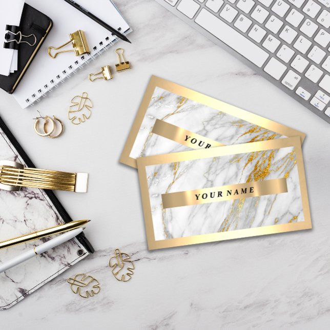 Beruflicher, moderner Goldrahmen Grau-Marmor Visitenkarte (Professional Modern Gold Frame Gray Grey Marble Business Card)