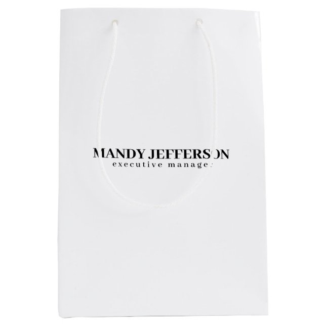 Beruflicher, moderner Minimalname Mittlere Geschenktüte (Vorderseite)