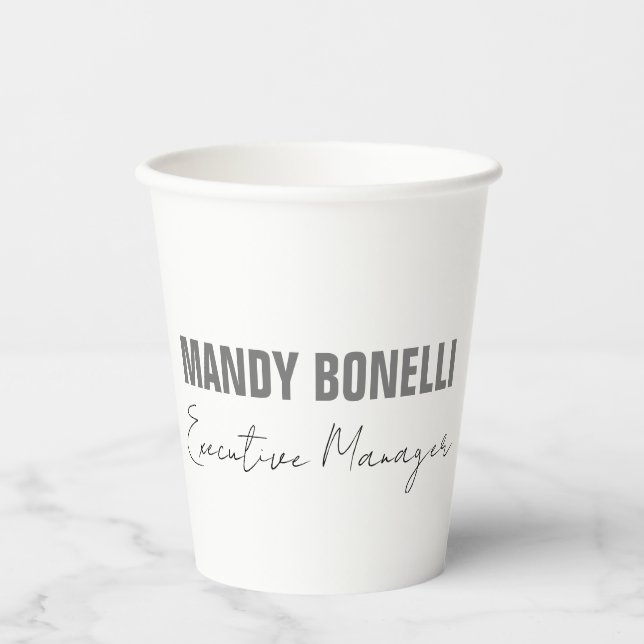 Beruflicher, moderner Minimalname Pappbecher (Vorderseite)