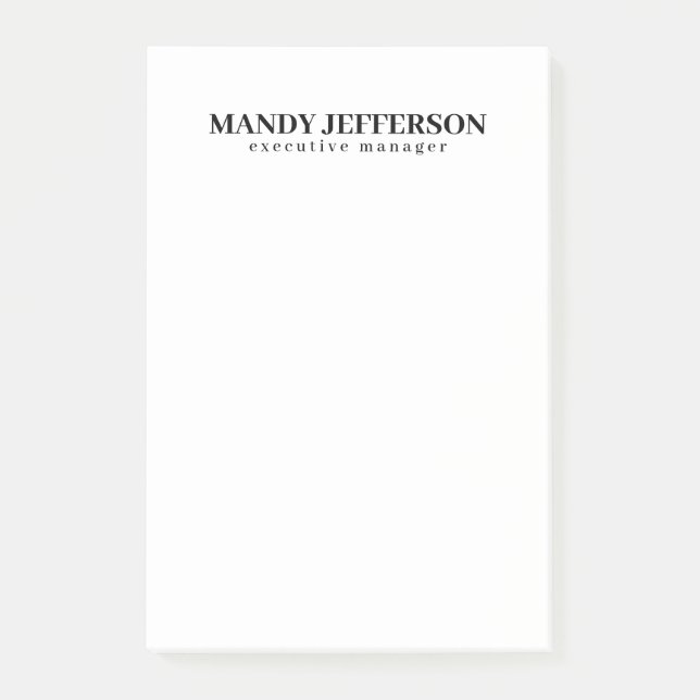 Beruflicher, moderner Minimalname Post-it Klebezettel (Vorderseite)