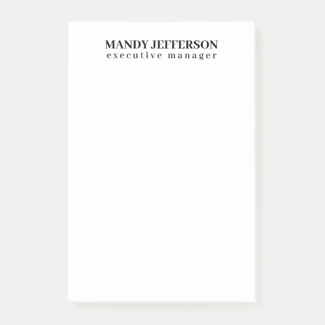 Beruflicher, moderner Minimalname Post-it Klebezettel (Vorderseite)