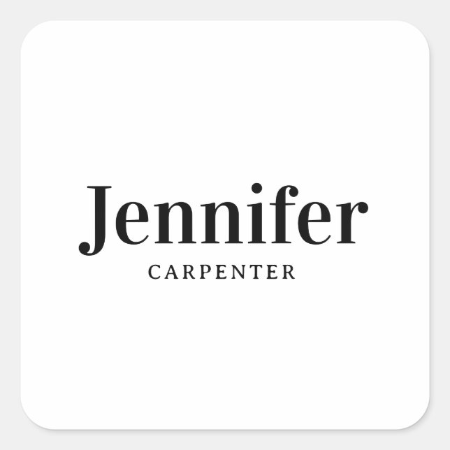 Beruflicher, moderner Minimalname Quadratischer Aufkleber (Vorderseite)