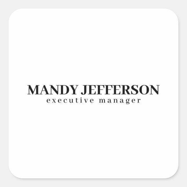 Beruflicher, moderner Minimalname Quadratischer Aufkleber (Vorderseite)