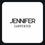 Beruflicher, moderner Minimalname Quadratischer Aufkleber<br><div class="desc">Ein perfektes Design, das in der Wirtschaft oder im Privatleben funktioniert. Ein einfacher, minimalistischer, perfekter Look. Nur für dich.</div>