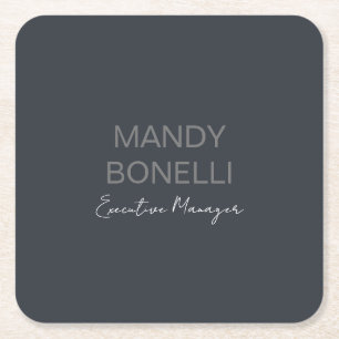 Beruflicher, moderner Minimalname Rechteckiger Pappuntersetzer