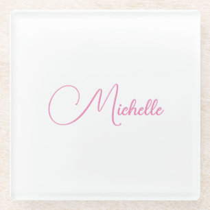 Beruflicher moderner Name für Handschrift in Rosa  Glasuntersetzer