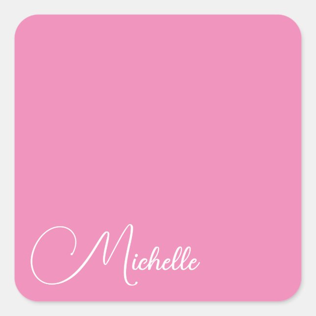 Beruflicher moderner Name für Handschrift in Rosa  Quadratischer Aufkleber (Vorderseite)