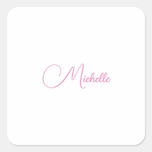Beruflicher moderner Name für Handschrift in Rosa  Quadratischer Aufkleber