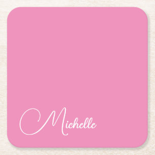 Beruflicher moderner Name für Handschrift in Rosa Rechteckiger Pappuntersetzer