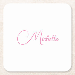 Beruflicher moderner Name für Handschrift in Rosa Rechteckiger Pappuntersetzer