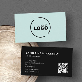 Beruflicher, moderner QR-Code Türkisch und Schwarz Visitenkarte