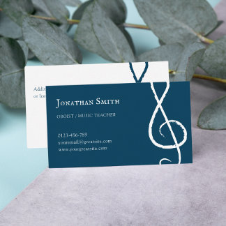 Beruflicher Musiker Treble Clef Modern Blue Visitenkarte