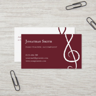 Beruflicher Musiker Treble Clef Modernes Burgund Visitenkarte