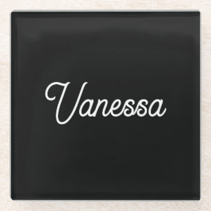 Beruflicher Name der Handschrift in schwarz Glasuntersetzer