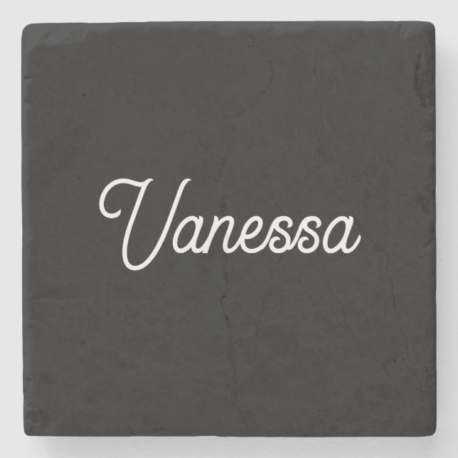Beruflicher Name der Handschrift in schwarz Steinuntersetzer (Vorderseite)