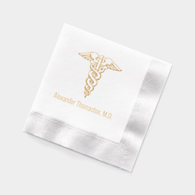 Beruflicher Name des Arztes Caduceus Servietten Mit Folie (Links)