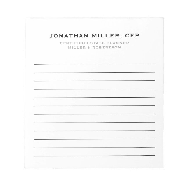 Beruflicher Name Unternehmen Notizblock (Vorderseite)