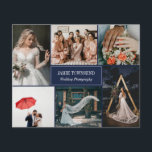 Beruflicher Navy-Foto Collage Fotograf Flyer<br><div class="desc">Navy blauer doppelseitiger Flyer für einen beruflichen Fotografen, wo Sie Ihre Arbeit in einer Foto-Collage mit Platz für sechs Ihrer Fotos präsentieren können. Fügen Sie Ihren Namen und Ihre Spezialität oder Titel oder Service auf dem Cover hinzu. Auf der Rückseite befinden sich die Imitate goldene Konfetti, ein Profil-Foto von sich...</div>