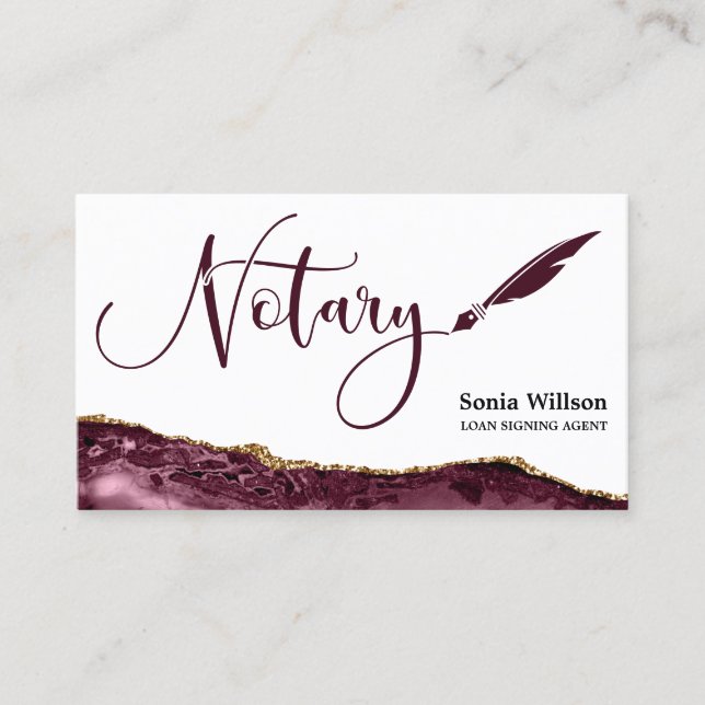 Beruflicher Notar-Signaturvertrag Agent Black Gold Visitenkarte (Vorderseite)