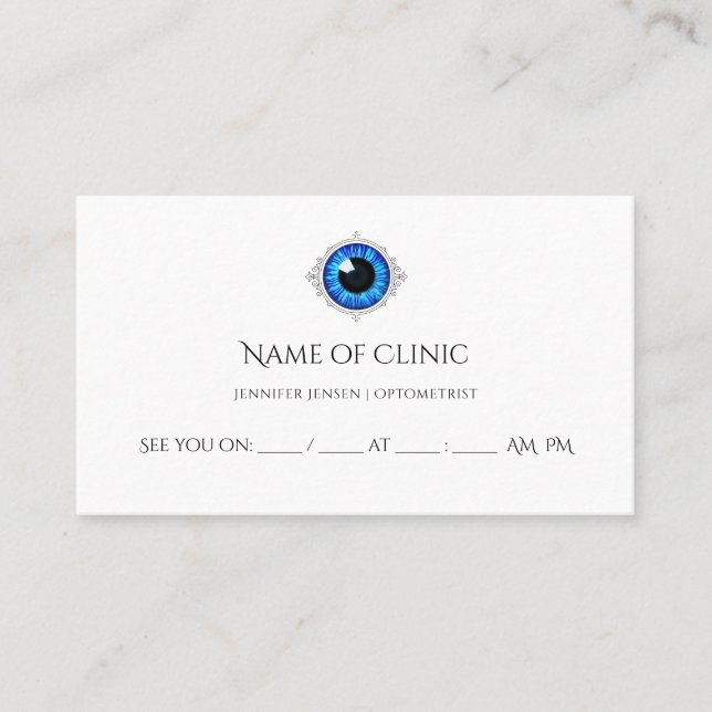 Beruflicher Optometriker Blau Iris Augenoperation Terminkarte (Vorderseite)