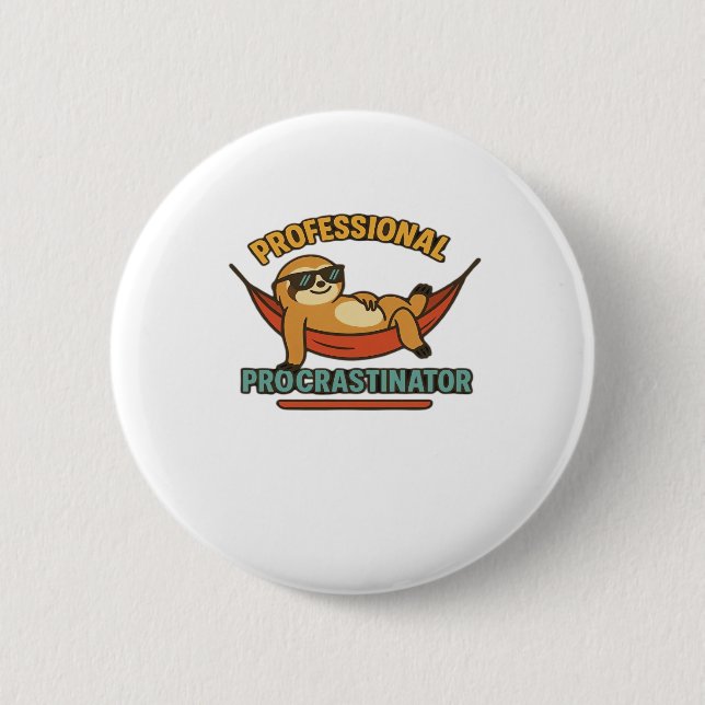 Beruflicher Procrastinator Sloth Retro T - Shirt C Button (Vorderseite)