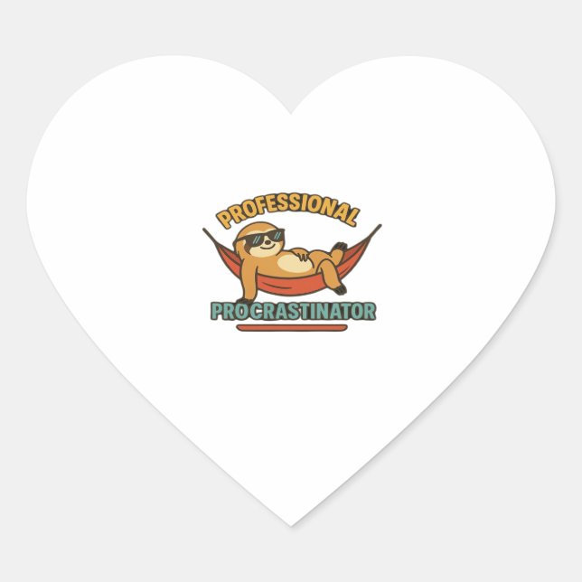 Beruflicher Procrastinator Sloth Retro T - Shirt C Herz-Aufkleber (Vorderseite)