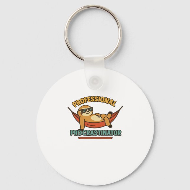 Beruflicher Procrastinator Sloth Retro T - Shirt C Schlüsselanhänger (Vorderseite)