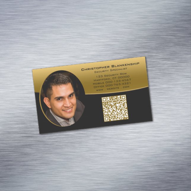 Beruflicher QR-Code für das Foto Black Gold Magnetische Visitenkarte (Beispiel)
