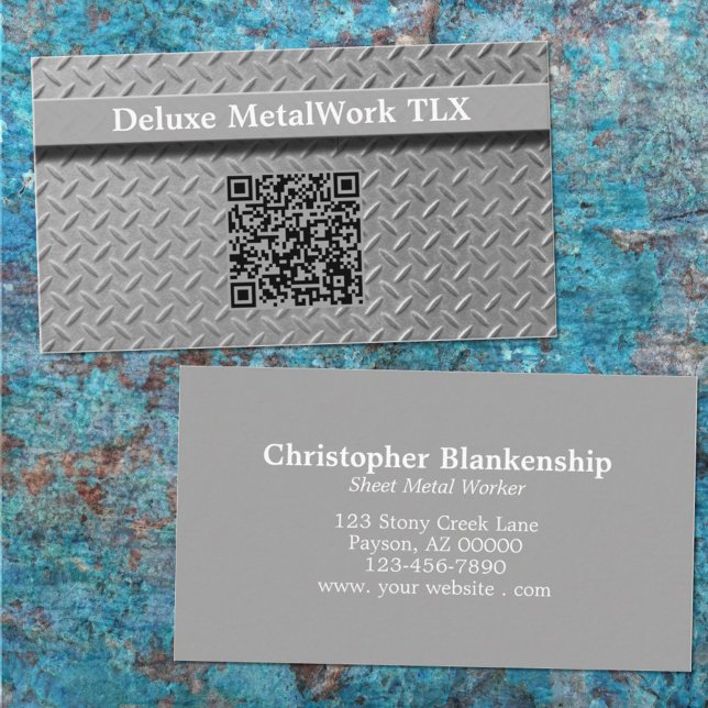 Beruflicher QR-Code für Diamantplatten Rustikales  Visitenkarte (Von Creator hochgeladen)