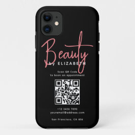 Beruflicher QR-Code für Schwarz-Rosa-Script-Beauty Case-Mate iPhone Hülle