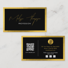 Beruflicher QR-Code für Schwarzes Gold-Signature-S Visitenkarte
