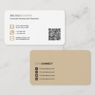 Beruflicher QR-Code für Social Media beige Busine Visitenkarte