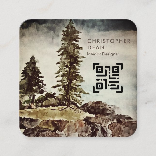 Beruflicher QR-Code für Tahoe Lake Painting Quadratische Visitenkarte (Vorderseite)