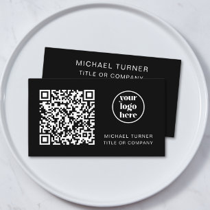 Beruflicher QR-Code Geschäftslogo Modern Black Visitenkarte