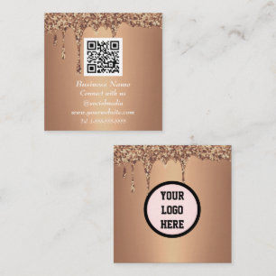 Beruflicher QR-Code Gold-Glitzer-Sparkon Quadratische Visitenkarte