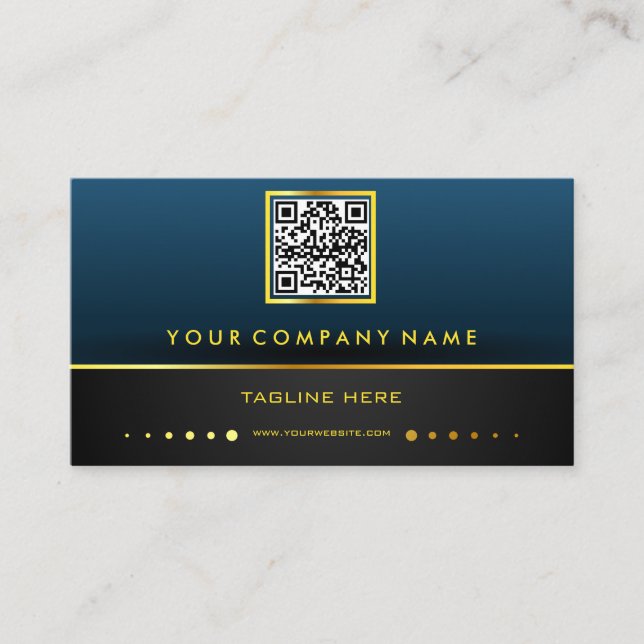 Beruflicher QR Code Gradient Blue und Gold Visitenkarte (Vorderseite)