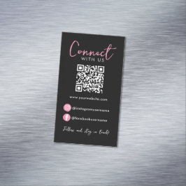 Beruflicher QR-Code in Schwarz-Rosa mit uns verbin Magnetische Visitenkarte