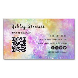 Beruflicher Qr Code Modernes Holo Opal Stilvoll Magnetische Visitenkarte