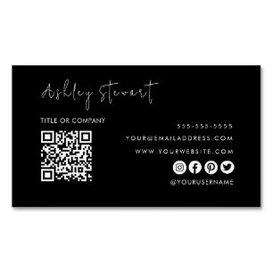 Beruflicher Qr-Code Modernes Minimalistisches Schw Magnetische Visitenkarte