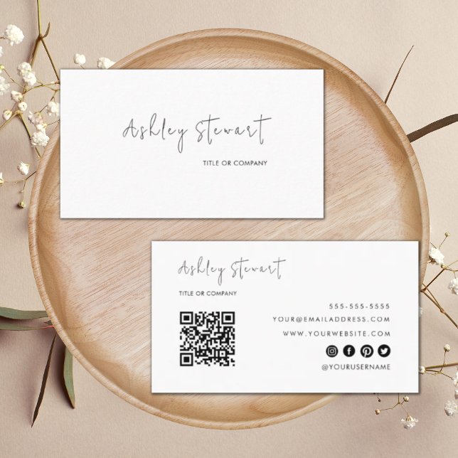 Beruflicher Qr-Code Modernes Minimalistisches Weiß Visitenkarte (Von Creator hochgeladen)