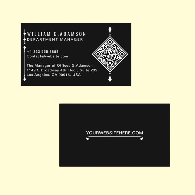 Beruflicher QR-Code | Modernes Minimalschwarz Visitenkarte (Professional QR Code Black Business Card)