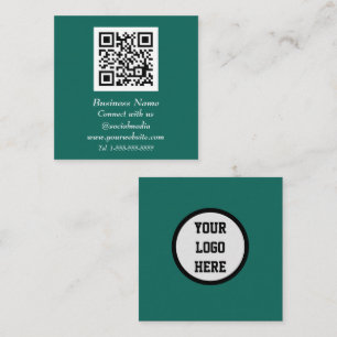 Beruflicher QR Code Scannable Emerald Green Quadratische Visitenkarte