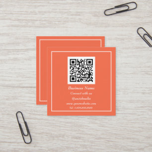 Beruflicher QR Code Scannable Orange Modern Quadratische Visitenkarte