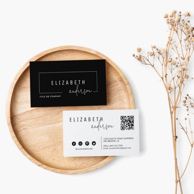 Beruflicher QR-Code Schwarz-weiß modern Visitenkarte (Von Creator hochgeladen)
