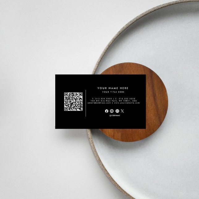 Beruflicher QR-Code Schwarz-Weiß-Visitenkarte Visitenkarte (Von Creator hochgeladen)