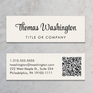 Beruflicher QR-Code Stilvolle Skriptcreme Mini Visitenkarte