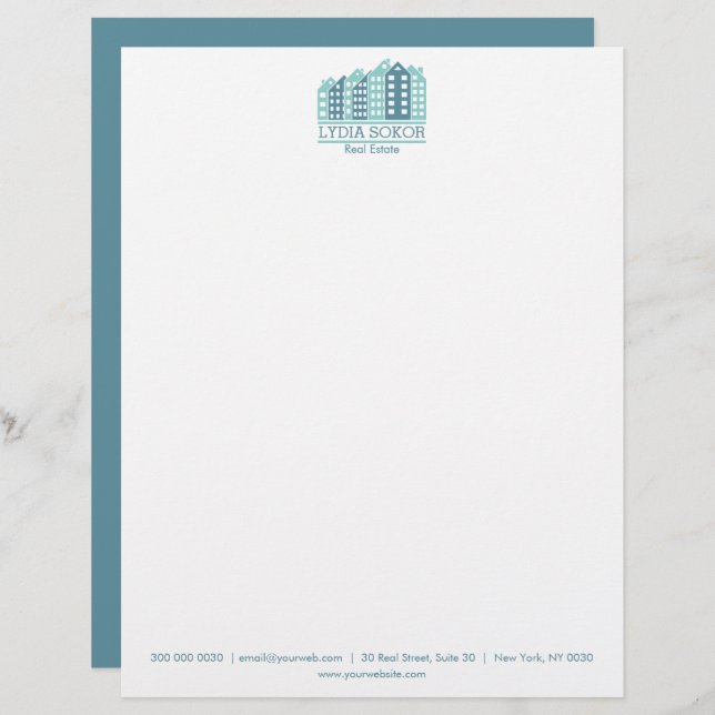 Beruflicher Real Anwesen Letterhead Briefbogen (Vorne/Hinten)