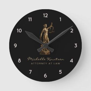 Beruflicher Rechtsanwalt Luxus Black Gold Runde Wanduhr
