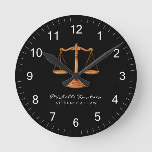 Beruflicher Rechtsanwalt Luxus Black Gold Runde Wanduhr